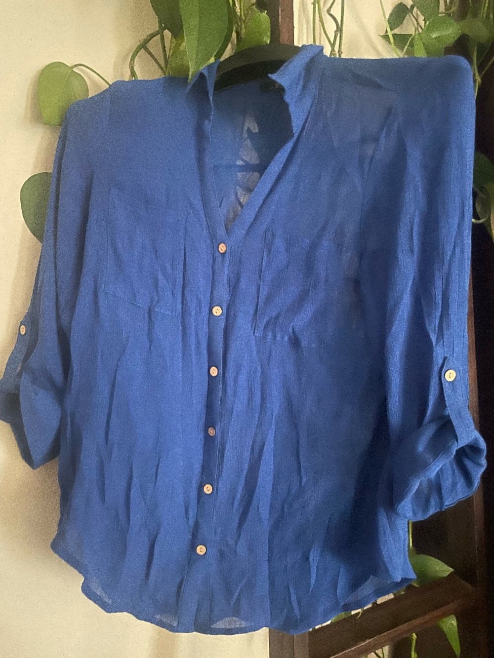 IN San Francisco Blue Sheer Blouse